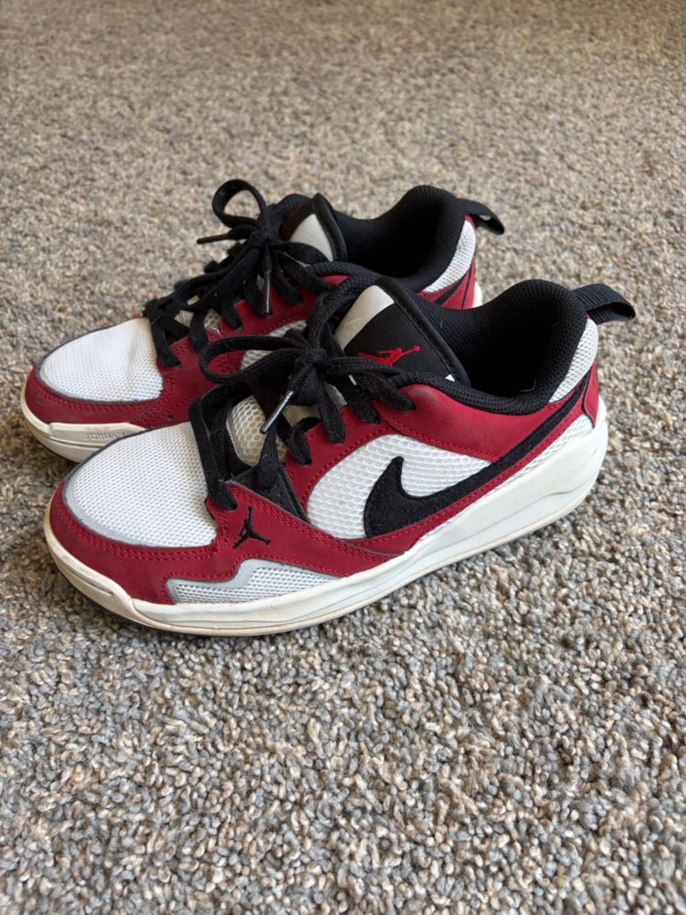 Nike Kids Jordan’s White, Red & Black Low-Top Sneakers